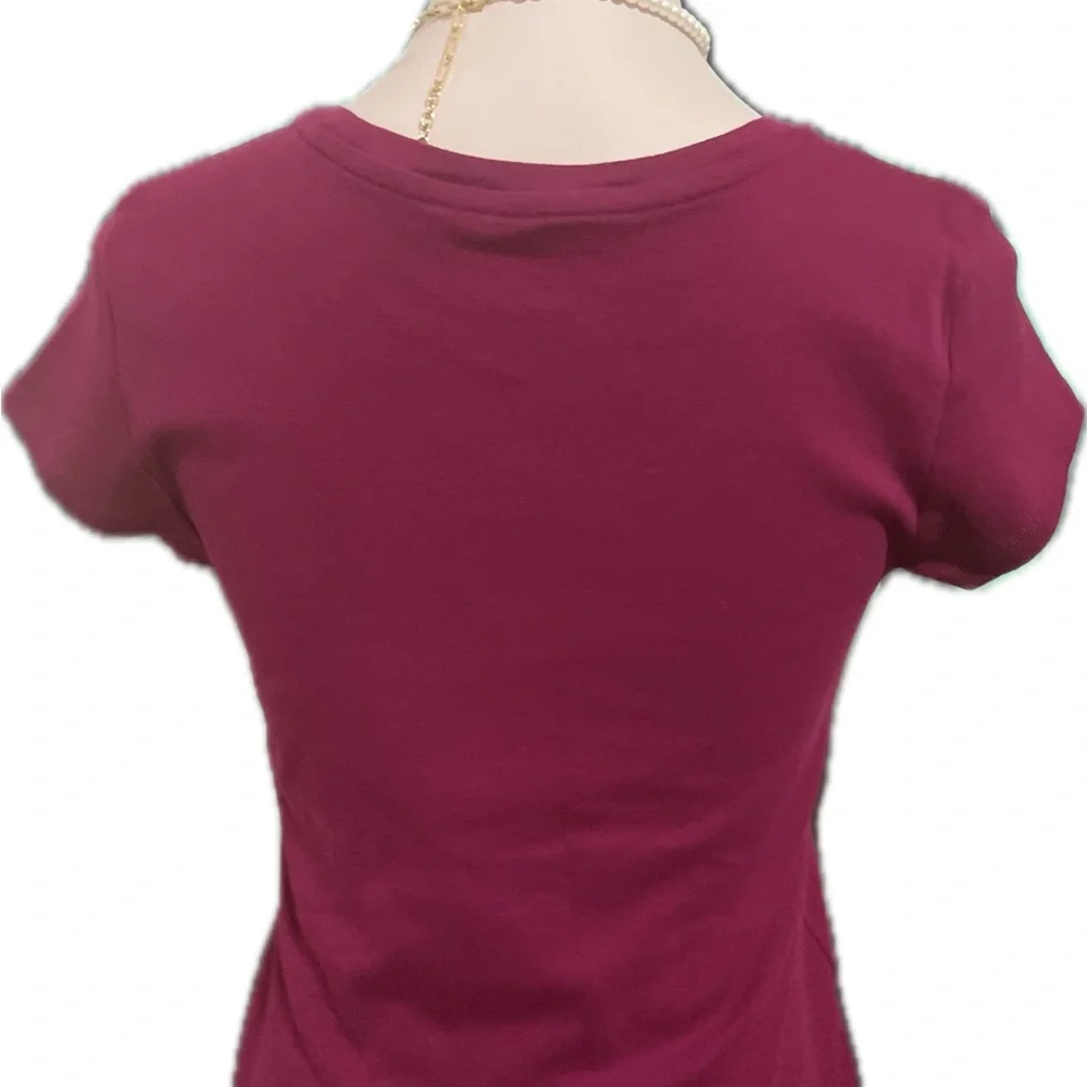 Liz Claiborne Deep Wine Short Sleeve Tee - Picture 5 of 6